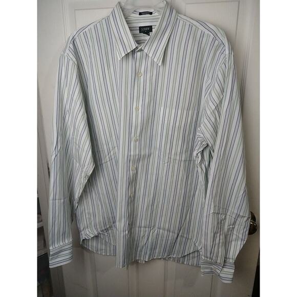 J. Crew Men's XL 17/17.5 shirt Green Label Collared Button Striped Long Sleeve - Picture 1 of 8